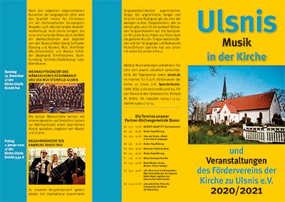 Ulsnis: Musik in der Kirche und Veranstaltungen des Fördervereins der Kirche zu Ulsnis e.V. 2020/2021