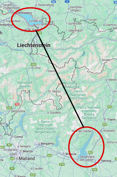 Vom Bodensee zum Gardasee - die Übersicht